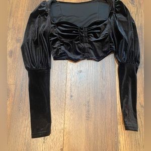 VINTAGE VELVET CORSET PUFFSLEEVE TOP